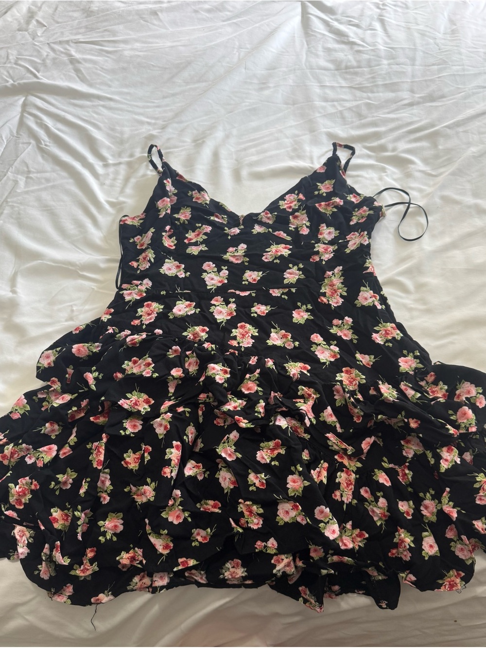 Aeropostale Black Floral Mini Dress with Pink Roses